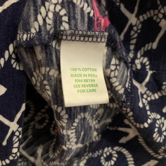 Lilly Pulitzer Navy with Ivory Anchor Print Dress. 100% Cotton. (31.5” Long) - Picture 5 of 9